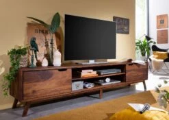 Meuble TV 220x40 Palissandre Laqué Noisette MALMÖ 2 #124