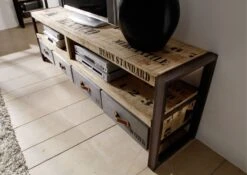 Meuble TV 196x40 Manguier Brut Imprimé Bois Naturel FACTORY #130 -Massivmoebel24 09 313 559 0130 3