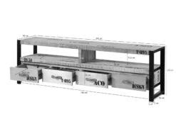 Meuble TV 196x40 Manguier Brut Imprimé Bois Naturel FACTORY #130 -Massivmoebel24 09 313 559 0130 8