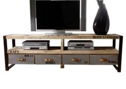 Meuble TV 196x40 Manguier Brut Imprimé Bois Naturel FACTORY #130 -Massivmoebel24 09 313 559 0130 9