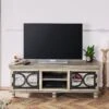 Meuble TV 150x45 Manguier Laqué Gris HERMITAGE #611