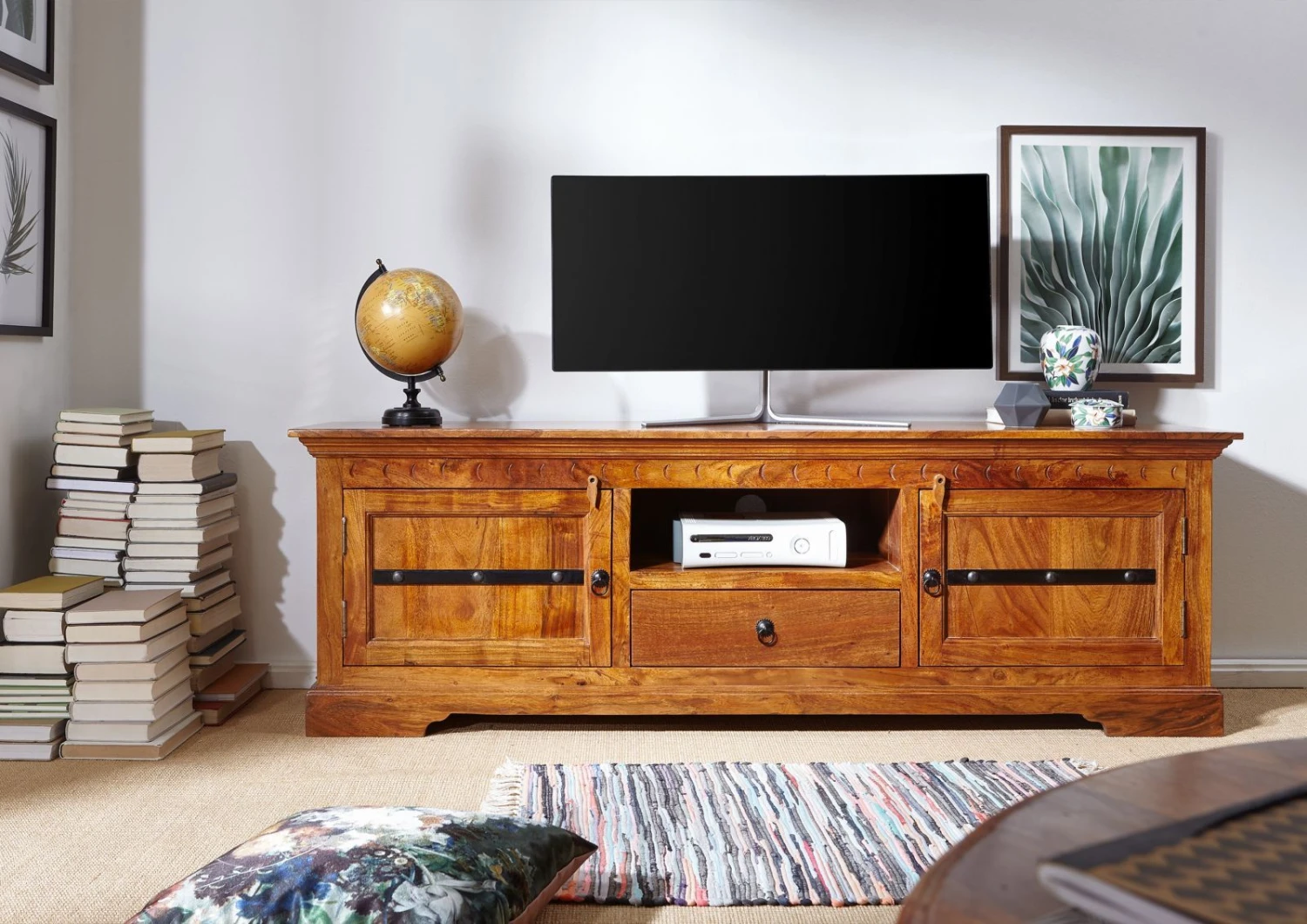 Meuble TV 170x40 Acacia Laqué Miel OXFORD #0324 3 Meuble TV 170x40 Acacia Laqué Miel OXFORD #0324 – Image 3