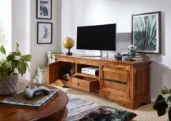 Meuble TV 170x40 Acacia Laqué Miel OXFORD #0324 10 Meuble TV 170x40 Acacia Laqué Miel OXFORD #0324 -Massivmoebel24 09 313 610 0124 5