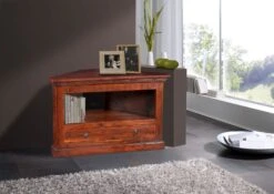 Meuble D'angle 97x51 Acacia Laqué Nougat OXFORD #504