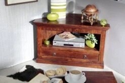 Meuble D'angle 97x51 Acacia Laqué Nougat OXFORD #504 -Massivmoebel24 09 313 620 00P7 7