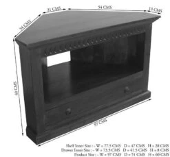 Meuble D'angle 97x51 Acacia Laqué Nougat OXFORD #504 -Massivmoebel24 09 313 620 00P7 8