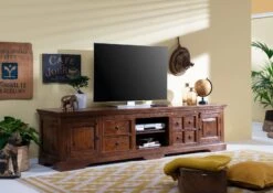 Meuble TV 220x50 Acacia Laqué Nougat OXFORD #341