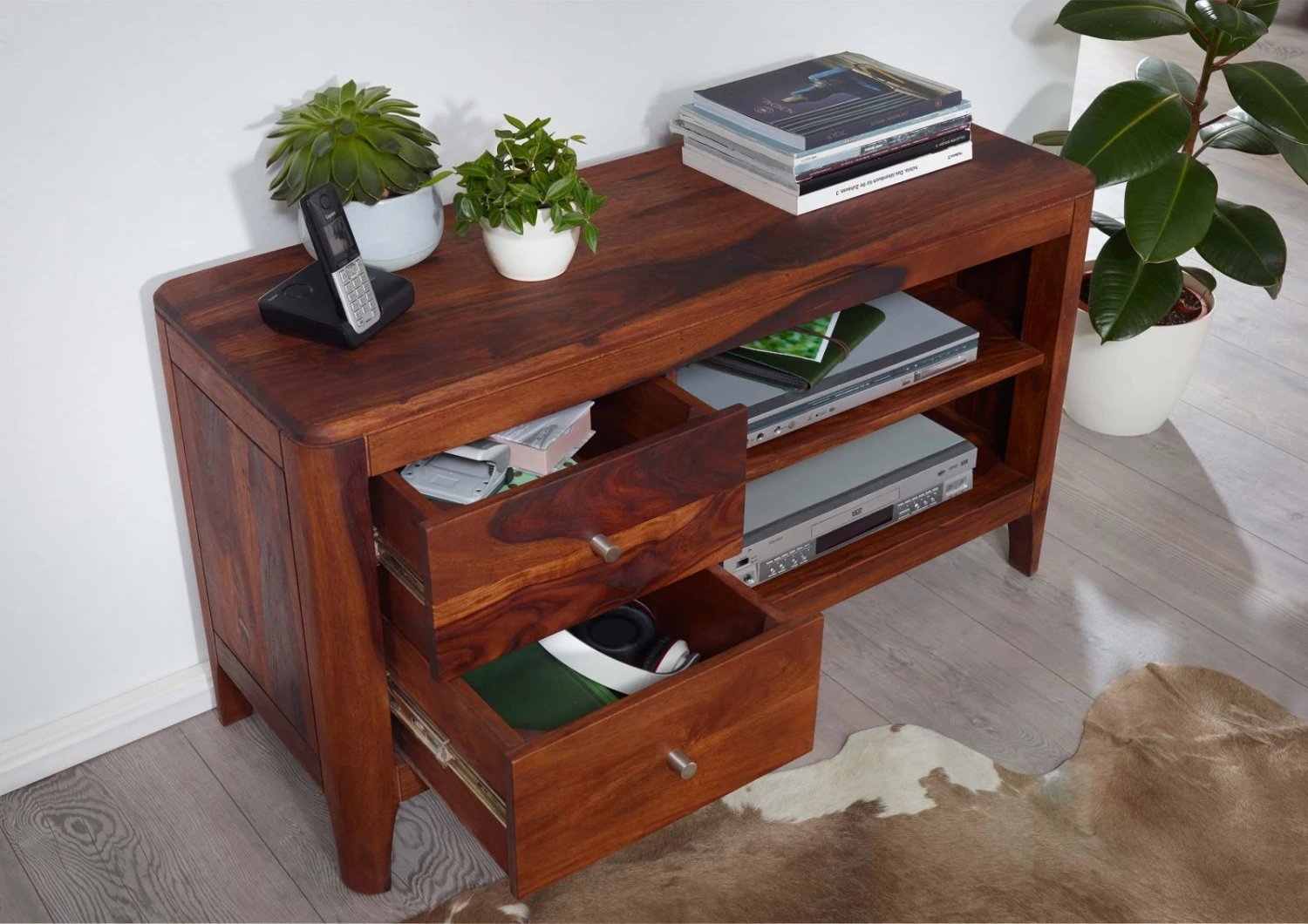 Meuble TV 110x40 Palissandre Huilé Noisette BROOKLYN #15 4 Meuble TV 110x40 Palissandre Huilé Noisette BROOKLYN #15 – Image 4