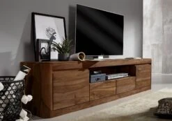 Meuble TV 200x45 Palissandre Teinté Smoked Cherry TORONTO #151 -Massivmoebel24 09 313 665 0052 5