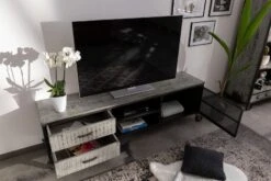 Meuble TV 190x40 Manguier Laqué Gris HEAVY INDUSTRY #131 11 Meuble TV 190x40 Manguier Laqué Gris HEAVY INDUSTRY #131 -Massivmoebel24 09 313 677 0131 4