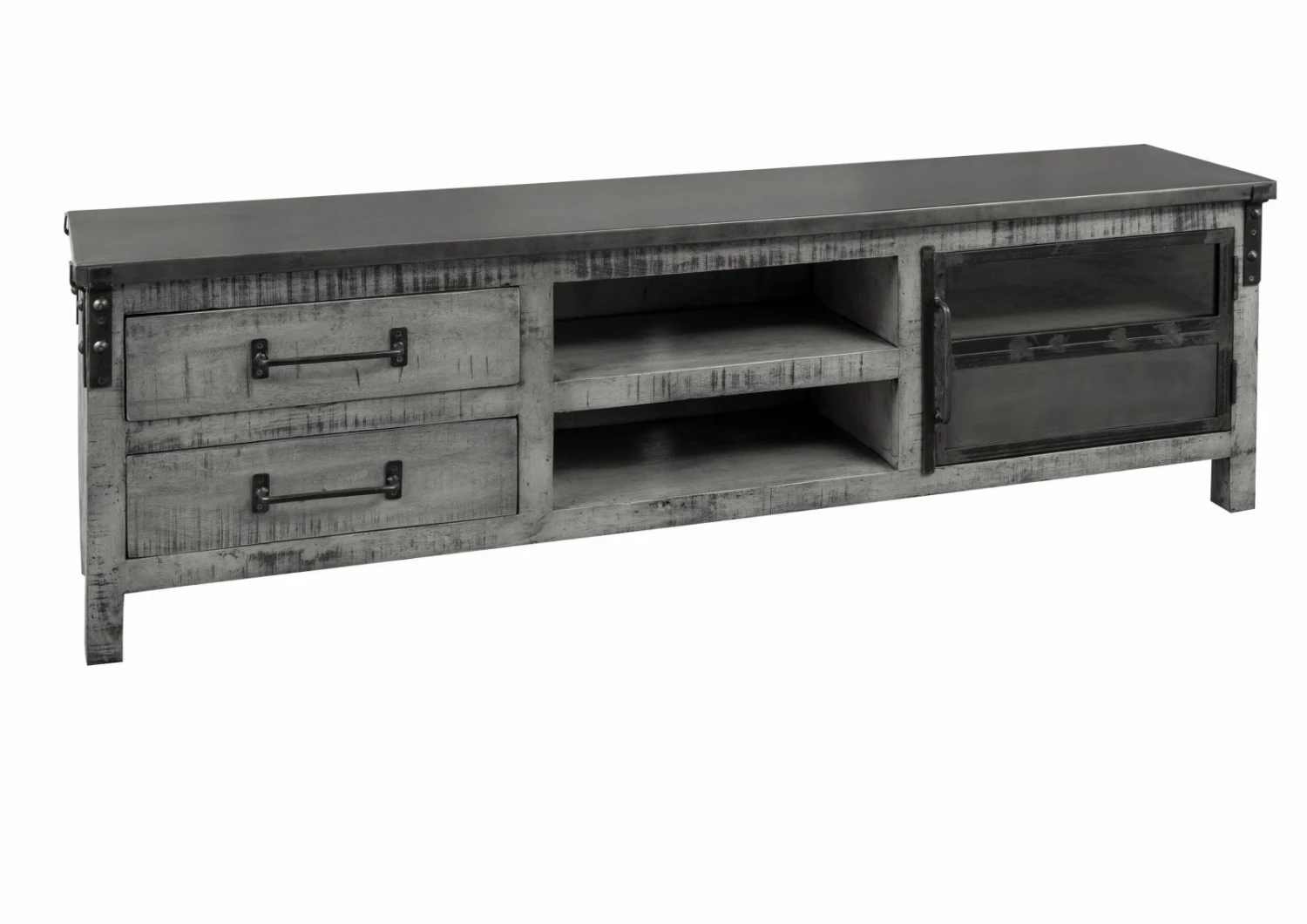 Meuble TV 190x40 Manguier Laqué Gris HEAVY INDUSTRY #134 8 Meuble TV 190x40 Manguier Laqué Gris HEAVY INDUSTRY #134 – Image 8