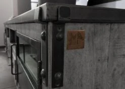 Meuble TV 220x40 Manguier Laqué Gris HEAVY INDUSTRY #135 -Massivmoebel24 09 313 677 0135 5