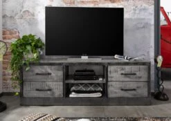 Meuble TV 180x40 Manguier Laqué Gris HEAVY INDUSTRY #139 -Massivmoebel24 09 313 677 0139 3