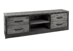 Meuble TV 180x40 Manguier Laqué Gris HEAVY INDUSTRY #139 -Massivmoebel24 09 313 677 0139 9