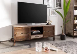 Meuble TV 150x40 Manguier Laqué Brun HEAVY INDUSTRY #219