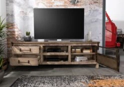 Meuble TV 190x40 Manguier Laqué Brun HEAVY INDUSTRY #234 11 Meuble TV 190x40 Manguier Laqué Brun HEAVY INDUSTRY #234 -Massivmoebel24 09 313 677 0234 4