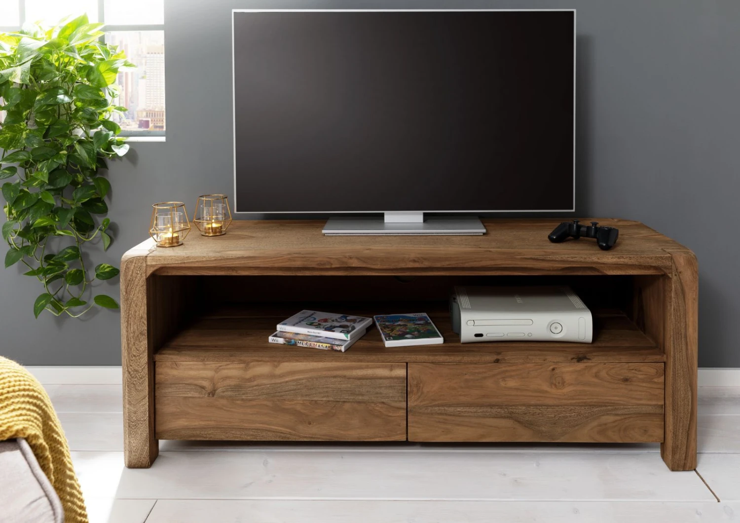 Meuble TV 125x45 Palissandre Huilé Brun BUENO #1002 2 Meuble TV 125x45 Palissandre Huilé Brun BUENO #1002 – Image 2