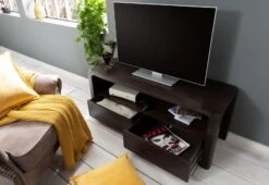 Meuble TV 125x45 Acacia Laqué Tabac BUENO #4002 -Massivmoebel24 09 313 679 4002 4