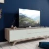 Meuble TV 180x45 Acacia Laqué Brun-Blanc TROMSO #105
