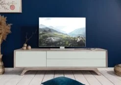 Meuble TV 180x45 Acacia Laqué Brun-Blanc TROMSO #105 -Massivmoebel24 09 313 697 2005 3