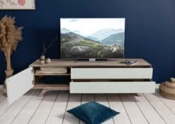 Meuble TV 180x45 Acacia Laqué Brun-Blanc TROMSO #105 -Massivmoebel24 09 313 697 2005 4