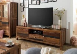 ANCONA #210 Meuble TV En Bois De Sheesham - Laqué / Marron Foncé 175x45x55 -Massivmoebel24 09 313 699 2010 04