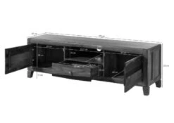 ANCONA #210 Meuble TV En Bois De Sheesham - Laqué / Marron Foncé 175x45x55 -Massivmoebel24 09 313 699 2010 08