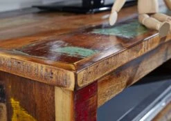 Meuble TV 121x45 Bois De Récupération Laqué Multicolore NATURE OF SPIRIT #114 -Massivmoebel24 09 313 700 0015 5