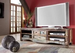 Meuble TV 180x50 Bois De Récupération Laqué Multicolore NATURE OF SPIRIT #18