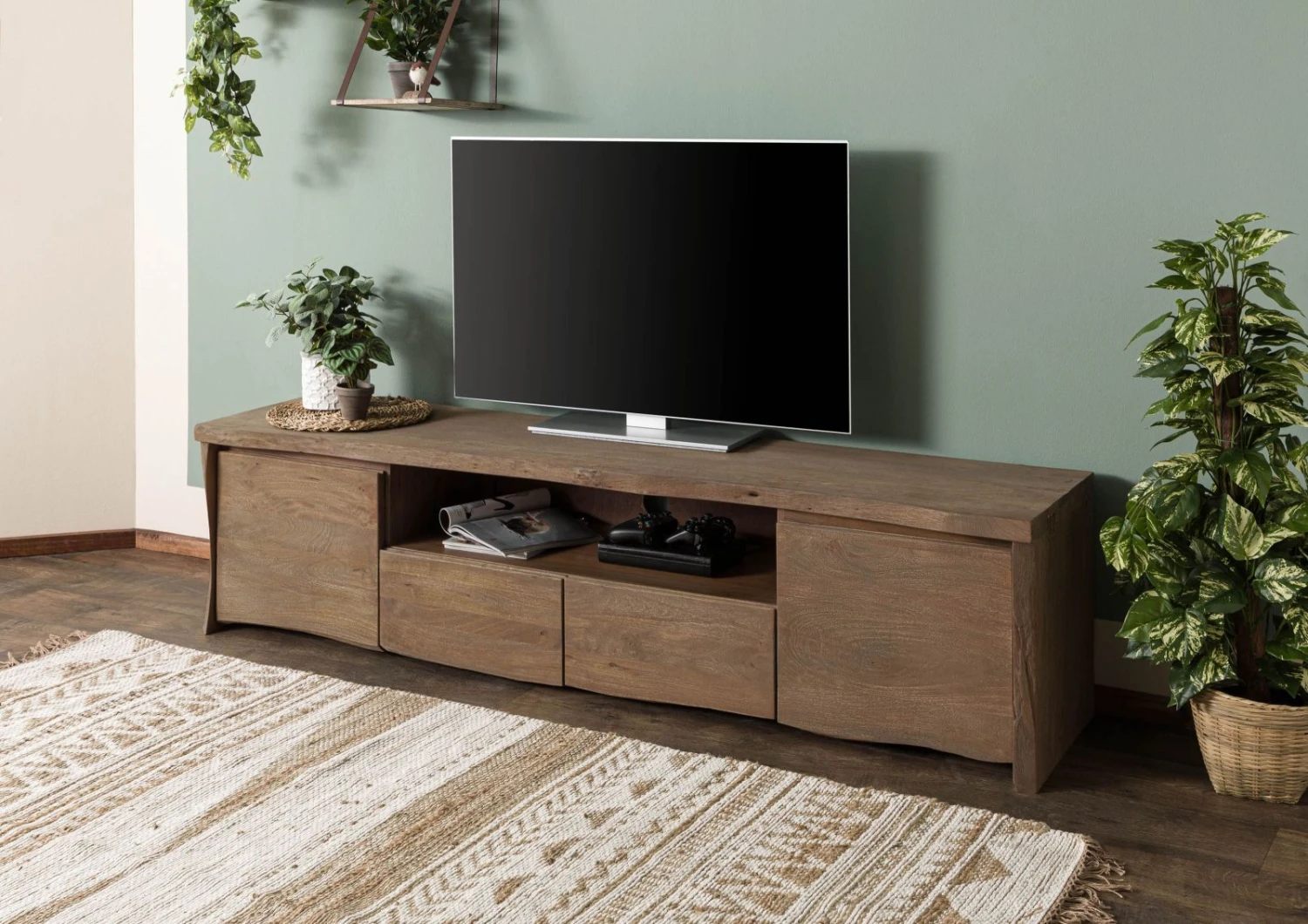 PURE MANGO #121 Meuble TV En Bois De Manguier - Huilé / Marron 200x45x50 3 PURE MANGO #121 Meuble TV En Bois De Manguier - Huilé / Marron 200x45x50 – Image 3