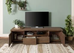 PURE MANGO #121 Meuble TV En Bois De Manguier - Huilé / Marron 200x45x50 13 PURE MANGO #121 Meuble TV En Bois De Manguier - Huilé / Marron 200x45x50 -Massivmoebel24 09 313 724 1021 04