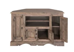 Meuble TV D'angle 114x56 Palissandre Huilé Gris Taupe LEEDS #10 -Massivmoebel24 09 313 750 0701 3