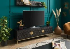 Meuble TV En Bois De Manguier 180x45x50 Gris Huilé DIAMOND #124 12 Meuble TV En Bois De Manguier 180x45x50 Gris Huilé DIAMOND #124 -Massivmoebel24 09 313 760 0024 03