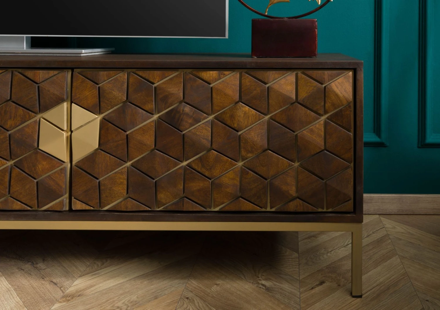 Meuble TV En Bois De Manguier 180x45x50 Marron Huilé DIAMOND #224 5 Meuble TV En Bois De Manguier 180x45x50 Marron Huilé DIAMOND #224 – Image 5