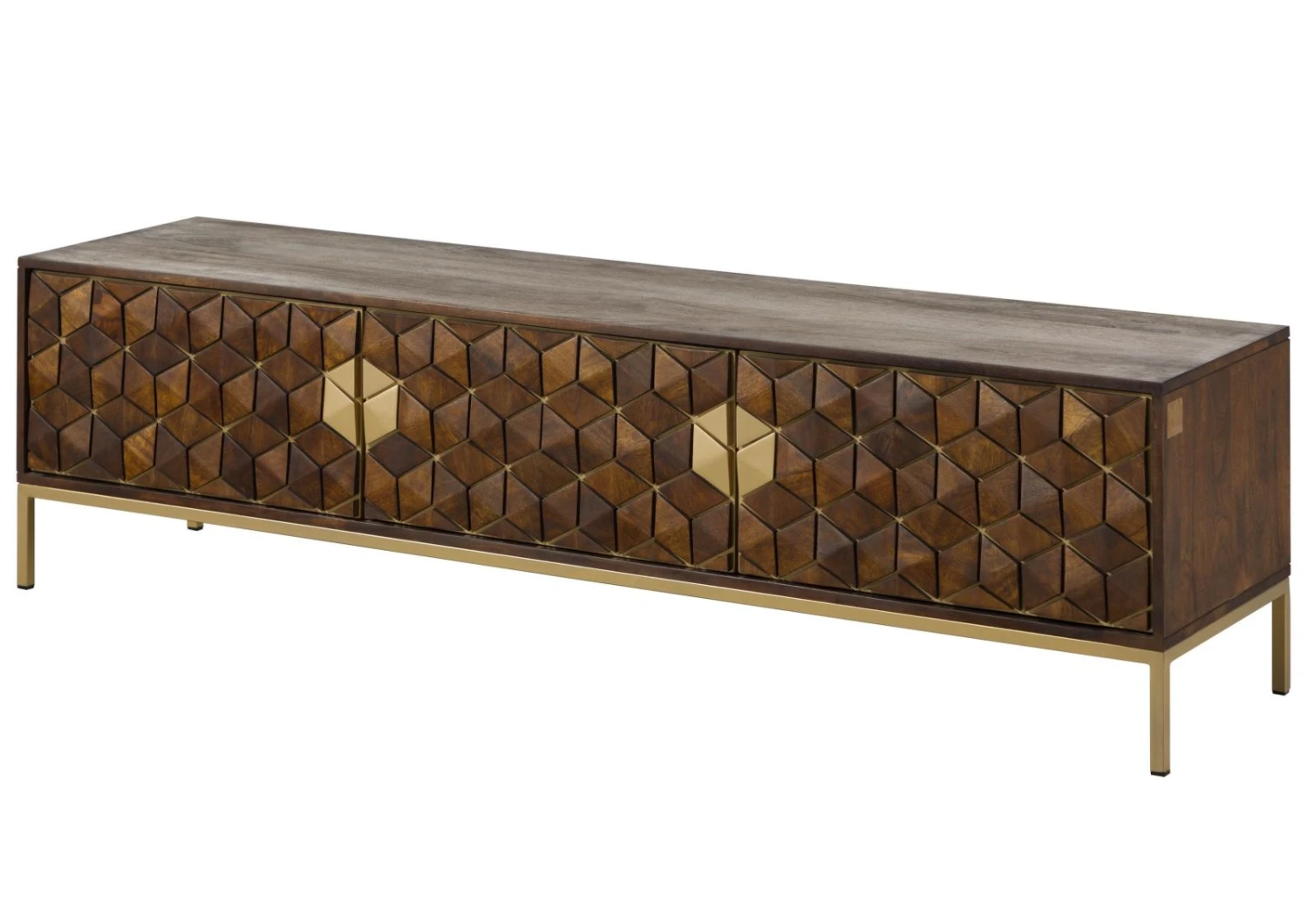 Meuble TV En Bois De Manguier 180x45x50 Marron Huilé DIAMOND #224 9 Meuble TV En Bois De Manguier 180x45x50 Marron Huilé DIAMOND #224 – Image 9