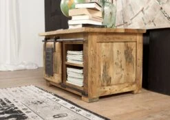 Coffre 76x51 Manguier Laqué Bois Naturel RAILWAY #134 -Massivmoebel24 09 313 772 0034 04