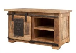 Coffre 76x51 Manguier Laqué Bois Naturel RAILWAY #134 -Massivmoebel24 09 313 772 0034 9