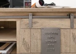 Meuble TV 180x55 Manguier Laqué Blanchi RAILWAY #335 -Massivmoebel24 09 313 772 2029 6