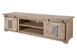 Meuble TV 180x55 Manguier Laqué Blanchi RAILWAY #335 -Massivmoebel24 09 313 772 2029 9