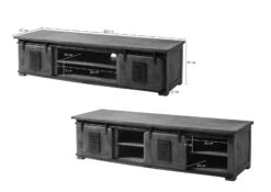 Meuble TV 180x55 Manguier Laqué Blanchi RAILWAY #335 -Massivmoebel24 09 313 772 3029 08 1