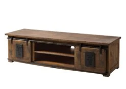 Meuble TV En Bois D' Acacia Huilé RAILWAY #435 -Massivmoebel24 09 313 772 3029 09