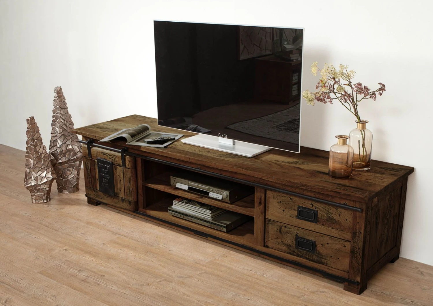 Meuble TV En Bois D' Acacia Huilé RAILWAY #436 3 Meuble TV En Bois D' Acacia Huilé RAILWAY #436 – Image 3