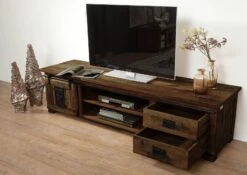 Meuble TV En Bois D' Acacia Huilé RAILWAY #436 13 Meuble TV En Bois D' Acacia Huilé RAILWAY #436 -Massivmoebel24 09 313 772 3030 04
