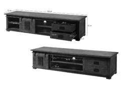 Meuble TV En Bois D' Acacia Huilé RAILWAY #436 17 Meuble TV En Bois D' Acacia Huilé RAILWAY #436 -Massivmoebel24 09 313 772 3030 08