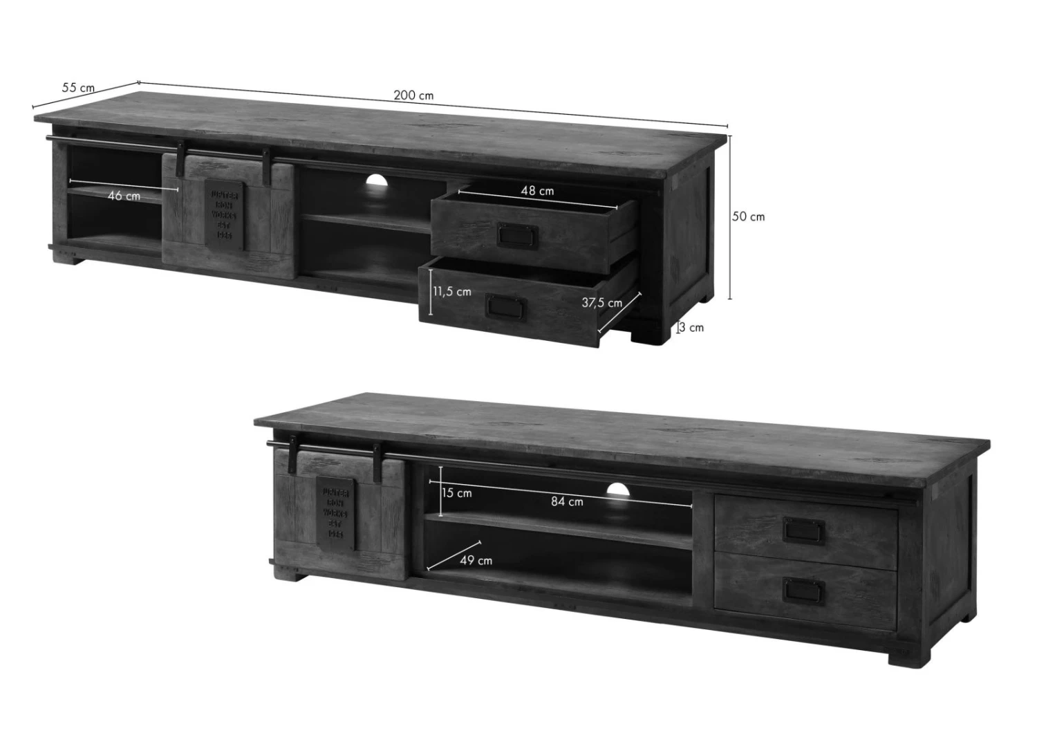 Meuble TV En Bois D' Acacia Huilé RAILWAY #436 8 Meuble TV En Bois D' Acacia Huilé RAILWAY #436 – Image 8