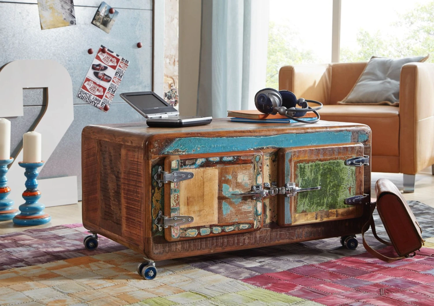 Table Basse 90x60 Bois De Récupération Laqué Multicolore FREEZY #20 1 Table Basse 90x60 Bois De Récupération Laqué Multicolore FREEZY #20