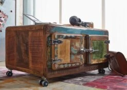 Table Basse 90x60 Bois De Récupération Laqué Multicolore FREEZY #20 11 Table Basse 90x60 Bois De Récupération Laqué Multicolore FREEZY #20 -Massivmoebel24 09 313 803 1018 04