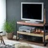 Meuble TV 100x43 Bois De Récupération Laqué Multicolore INDUSTRIAL #40