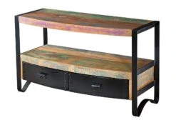 Meuble TV 100x43 Bois De Récupération Laqué Multicolore INDUSTRIAL #40 11 Meuble TV 100x43 Bois De Récupération Laqué Multicolore INDUSTRIAL #40 -Massivmoebel24 09 313 811 0037 9