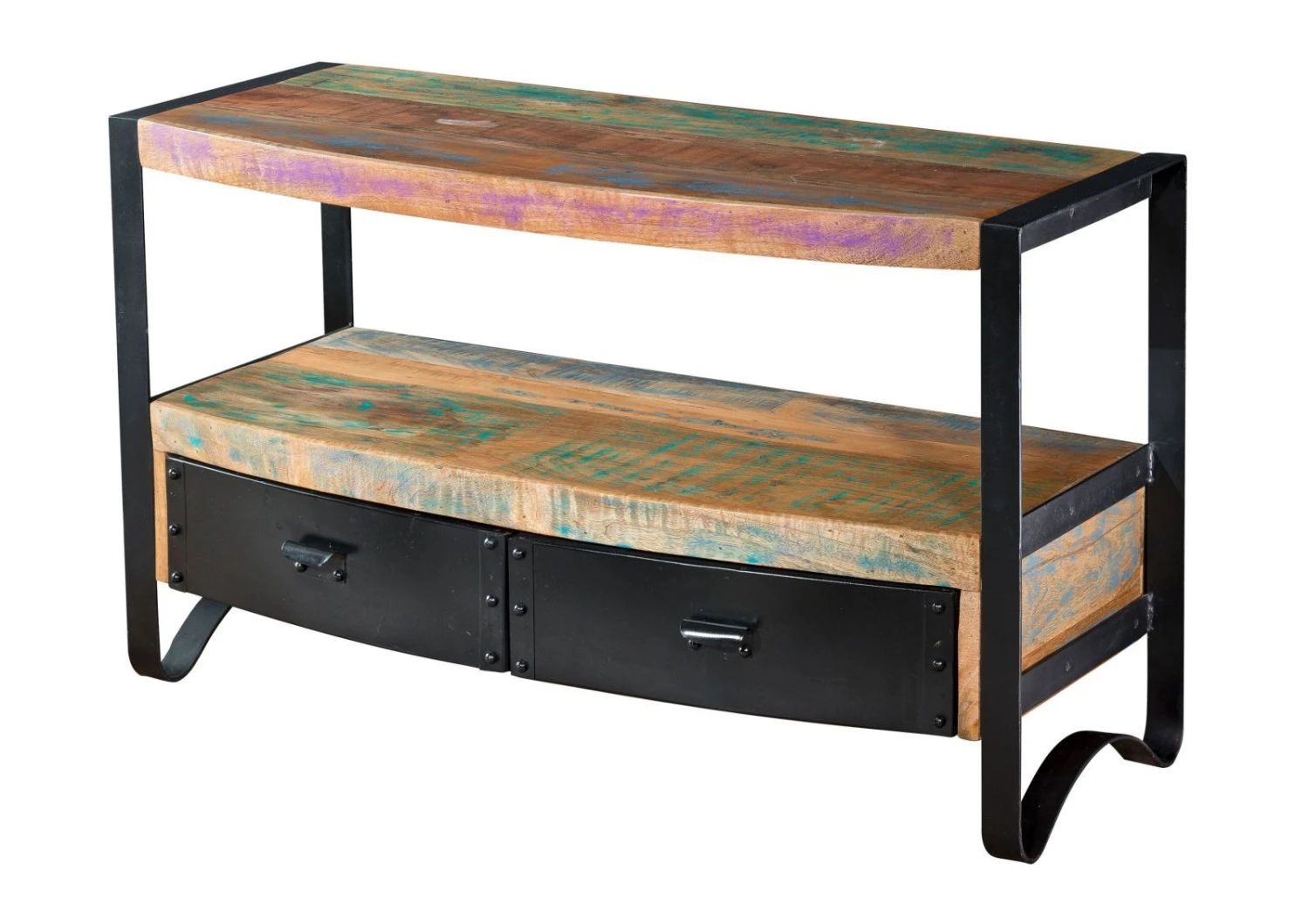 Meuble TV 100x43 Bois De Récupération Laqué Multicolore INDUSTRIAL #40 6 Meuble TV 100x43 Bois De Récupération Laqué Multicolore INDUSTRIAL #40 – Image 6